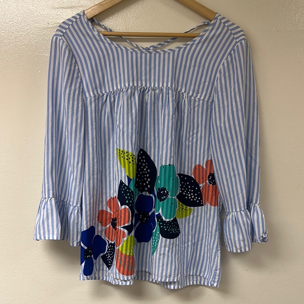 Crown and Ivy - Striped Floral Women's Top